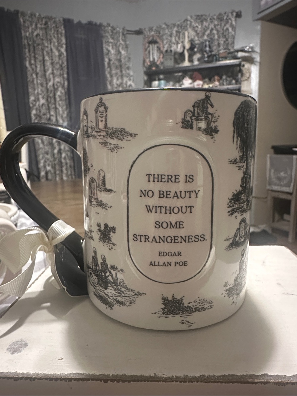 Edgar Allan Poe Quote Ceramic Mug - Black and White Design